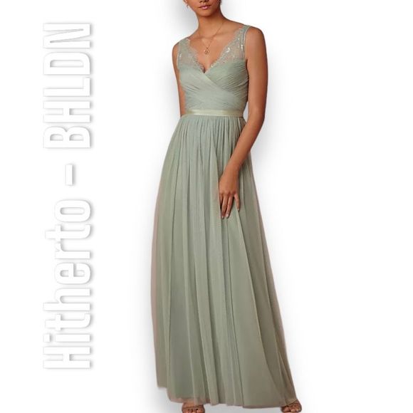 Hitherto A BHLDN Exclusive from Anthropologie, Fleur Bridesmaid Gown Sea Glass 2 - Picture 3 of 13